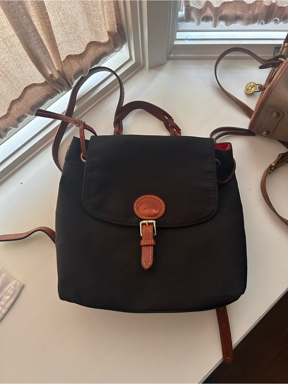 Black Backpack with Brown Trim - Women Bags